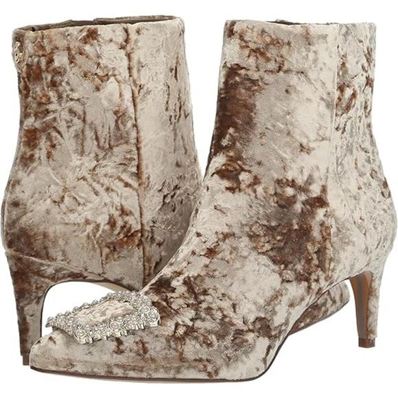 NIB Sam Edelman Ulissa High Heel Boots w/ Buckle Velvet Prosecco Women's US 7 - Picture 1 of 16